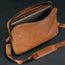 Inner pocket in the Tan Leather Messenger Bag