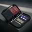 Black with Red Detail Family Travel Wallet with 4 passports, cards and travel documents