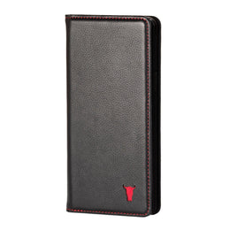 Black Leather (with Red Stitching) Stand Case for iPhone XR 