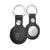Leather AirTag Keyring - Black with Red Detail