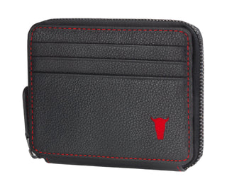 Black with Red Detail Leather Coin Purse with Card Holder