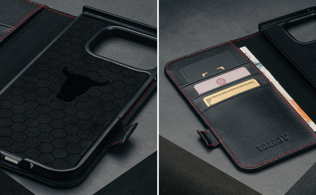 Google Pixel 9 Pro Fold Leather Wallet Case Feature Focus
