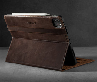Integrated stand function of the Dark Brown Leather Case for iPad Pro 11-inch