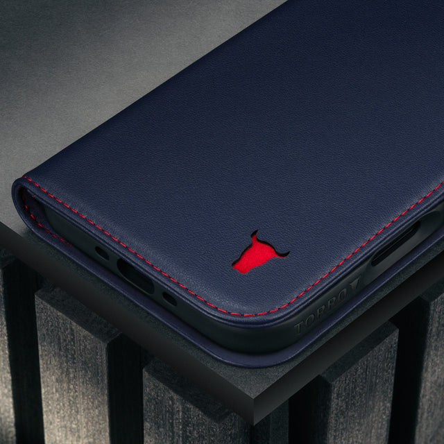 Navy Blue Leather Case for iPhone 17 Air