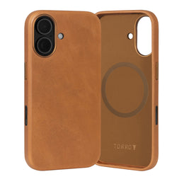 Tan Leather Bumper Case for iPhone 17