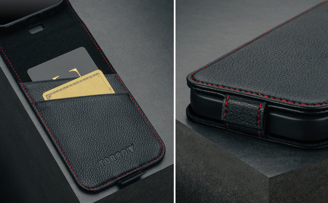 iPhone 17e / 16e Leather Flip Case Feature Focus