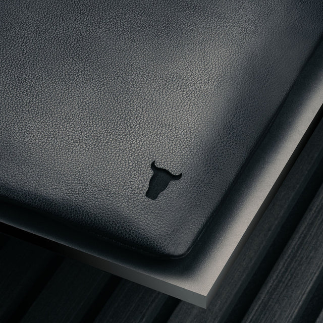 Black Leather Laptop Sleeve with Zip Closure