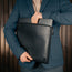 Black Leather Laptop Sleeve with Zip Closure