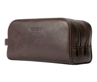 Dark Brown Leather Wash Bag