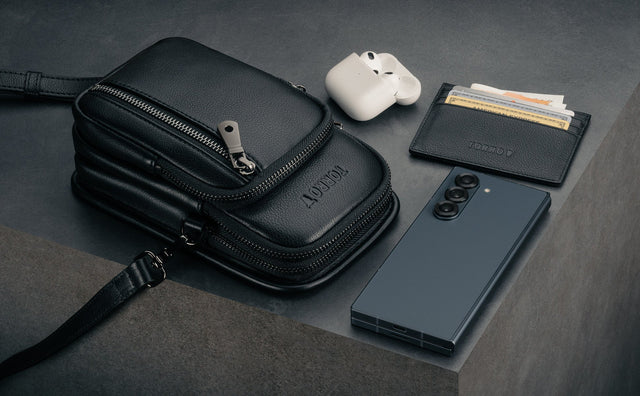 Leather Crossbody Phone Bag Feature Focus