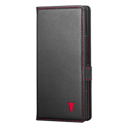 Black with Red Detail Leather Case for Samsung Galaxy Z Fold7