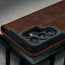 Camera cutout on the Dark Brown Leather Stand Case for Galaxy S26 Ultra