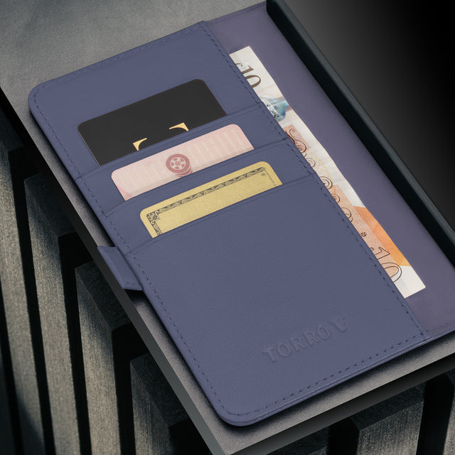 Card slots inside the Violet Leather Stand Case for Galaxy S26 Ultra