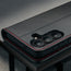 Camera cutout on the Black with Red Detail Leather Stand Case for Galaxy S26+