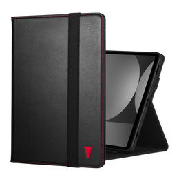 Black with Red Detail Leather Case for Samsung Galaxy Tab S9