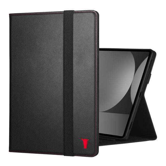 Black with Red Detail Leather Case for Samsung Galaxy Tab S9+