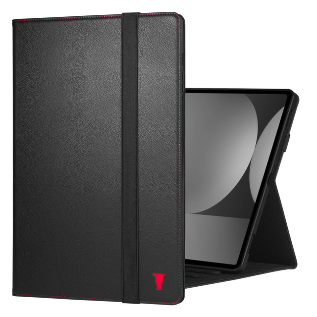 Black with Red Detail Leather Case for Samsung Galaxy Tab S9 Ultra