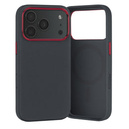 Black with Red Detail Woven Fabric Bumper Case for iPhone 17 Pro Max