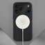 Wireless charger attached to the Black Woven Texture Bumper Case for iPhone 17 Pro