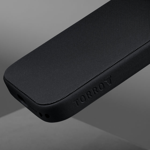 Black with Red Detail Woven Fabric Bumper Case for iPhone 17 Pro Max